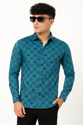 Men's blue Gucci emboss casual shirt